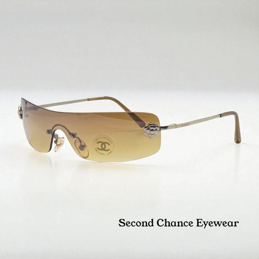 CHANEL 4086 C.125/73 Silver Shield Rimless Sunglasses – Vintage Deadstock – Made in Italy