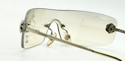 Chanel 4086 C.124/6Y Vintage Shield Sunglasses – Deadstock/Unworn-Camellia Silver