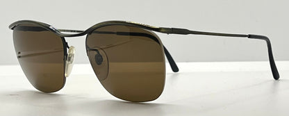 Metalflex LG Vintage Sunglasses-Half Rim Wire Frame-Brown Lenses-Italy-55mm