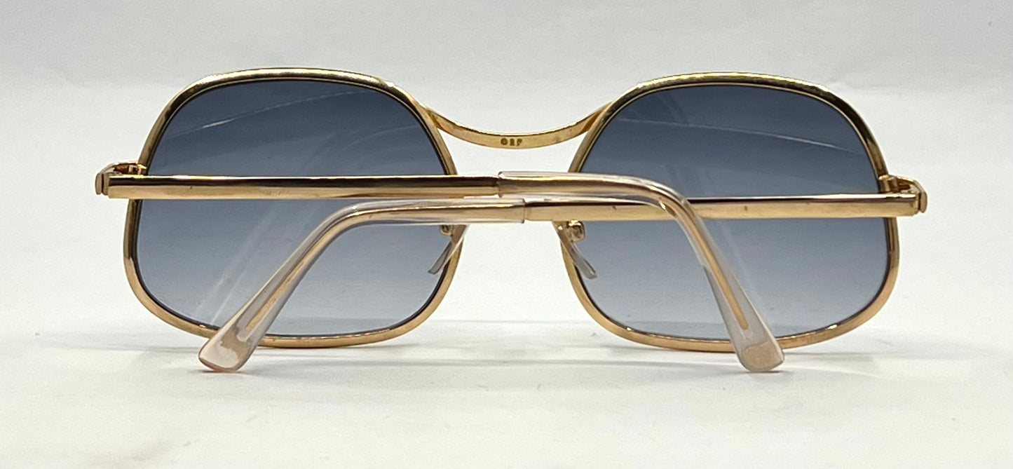 RPS Italy Gold Metal Vintage Sunglasses-New Blue Gradient Custom Tinted Lesnes
