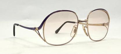 Vintage GILT ISABEL 52-18 Gold Purple Enamel Japan Sunglasses