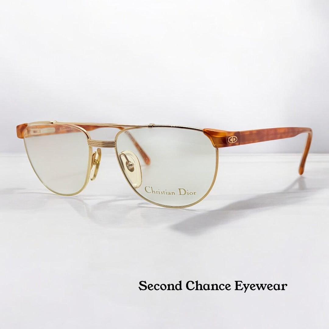 Vintage New/Deadstock Christian Dior 2722 10 Gold & Chestnut Frames – 54mm