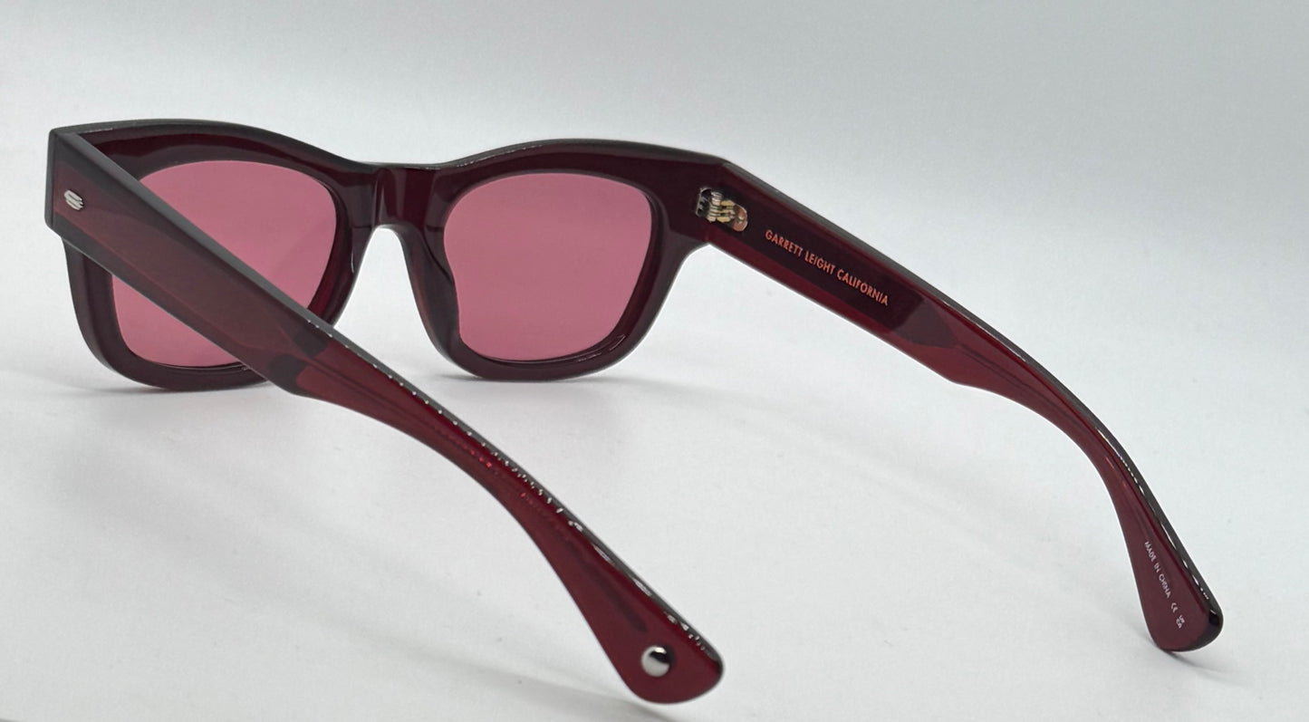 Garrett Leight WOZ MER 49[]21-Merlot Lilac Lens Sunglasses-New/Unworn-Full Kit
