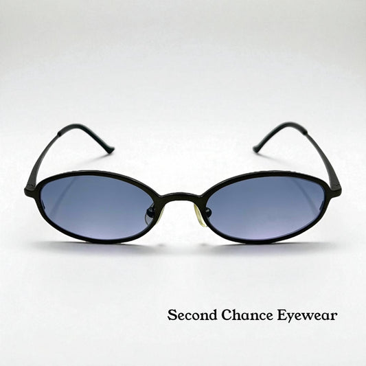 Versus by Versace Titanium Oval Sunglasses w/New Blue Tinted Custom Lenses/47-18mm