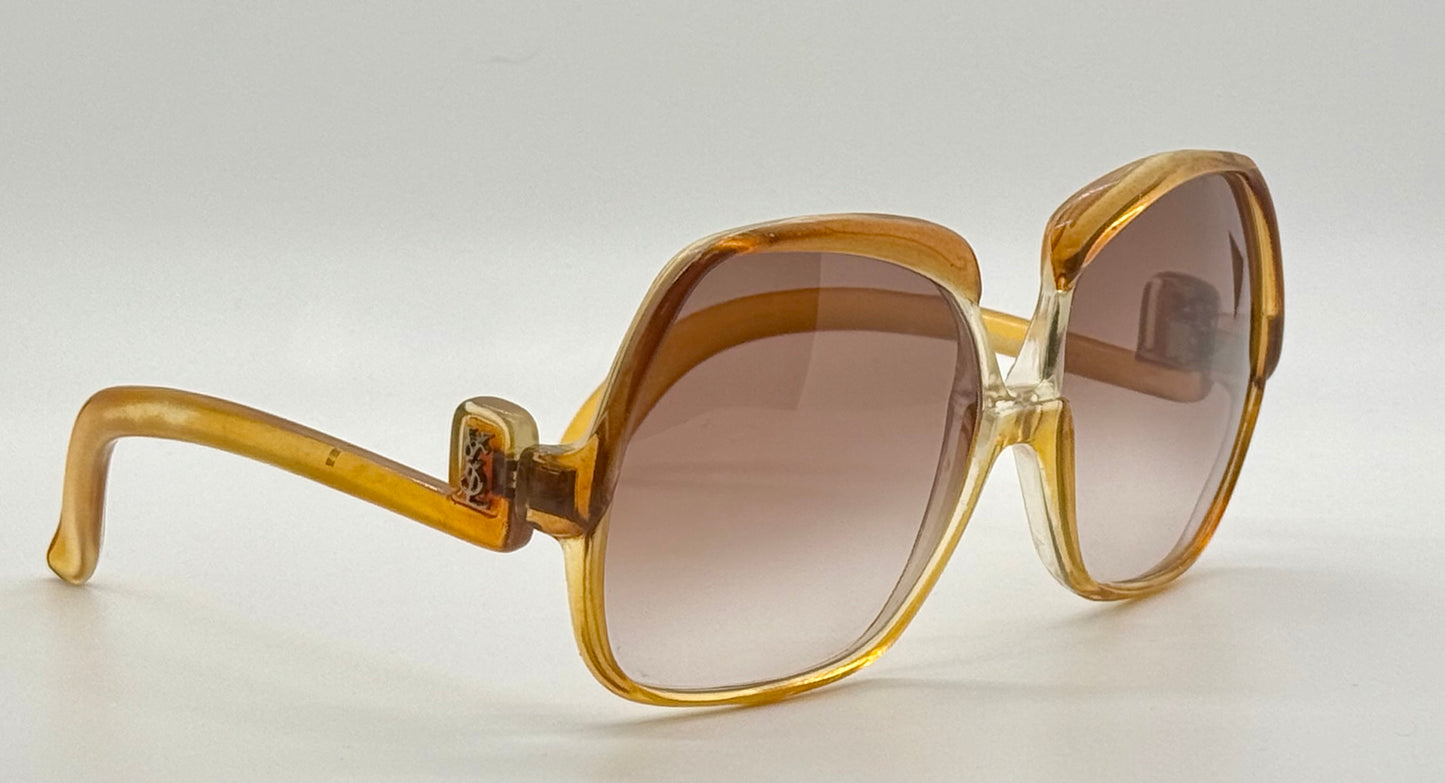 Rare Vintage Yves Saint Laurent 7777 Oversized Amber Gradient Sunglasses, Made in France