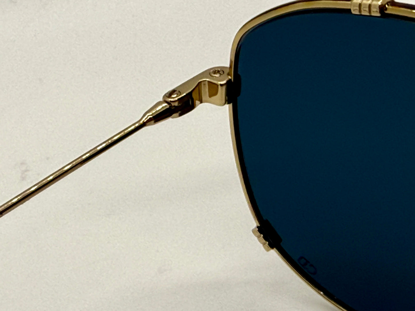 Dior 2VK49-VINTAGE Gold Metal Sunglasses-Blue Lenses 58-15-145 Unworn-Full Kit