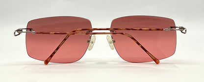 JBK 21.2-Rimless Italian Design Sunglasses-Rose Solid Tint Lens 46-20