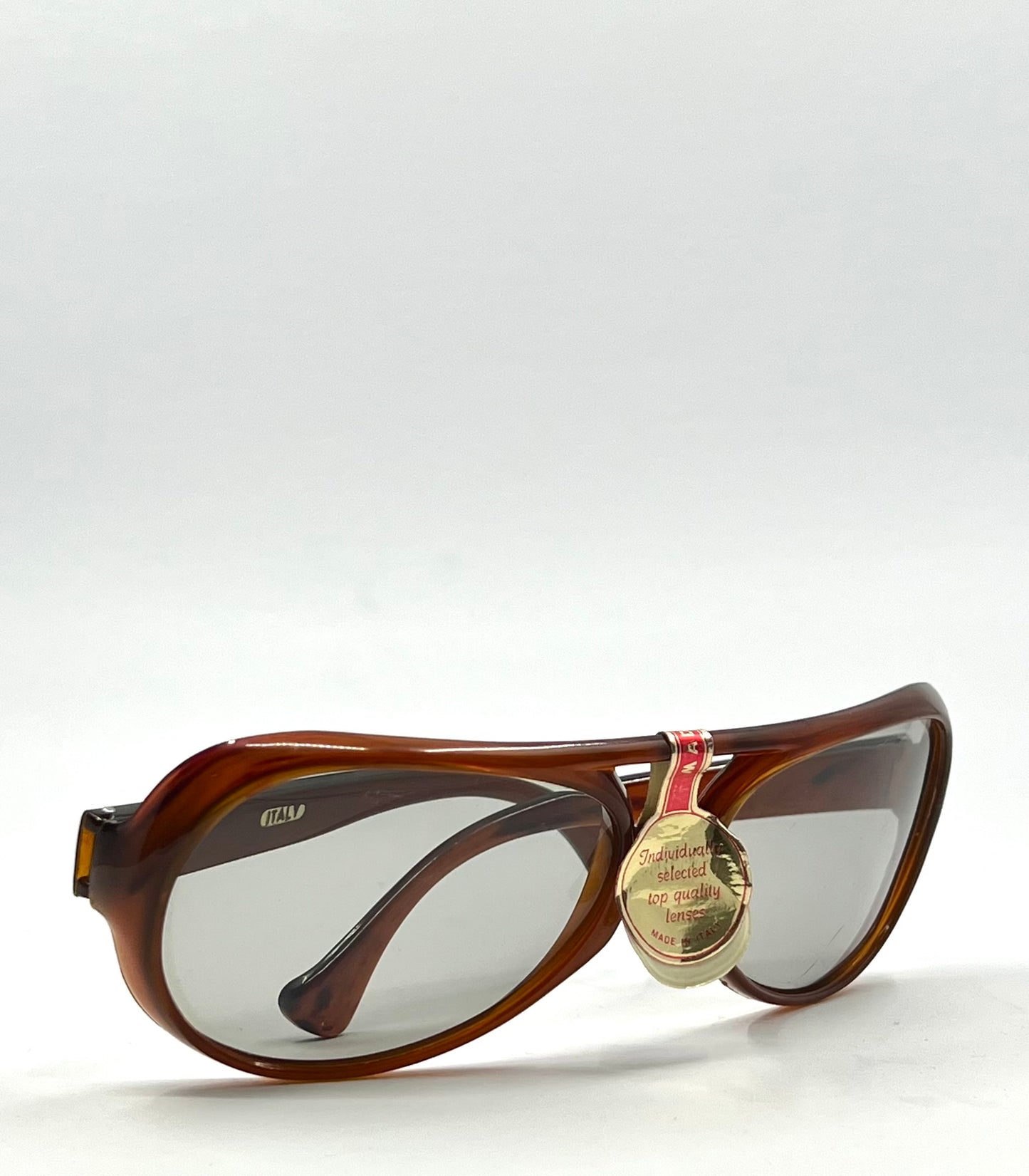 The 70s|80s Italian Sunglasses – Unworn Vintage Aviator Amber Acetate-Org. Lenses