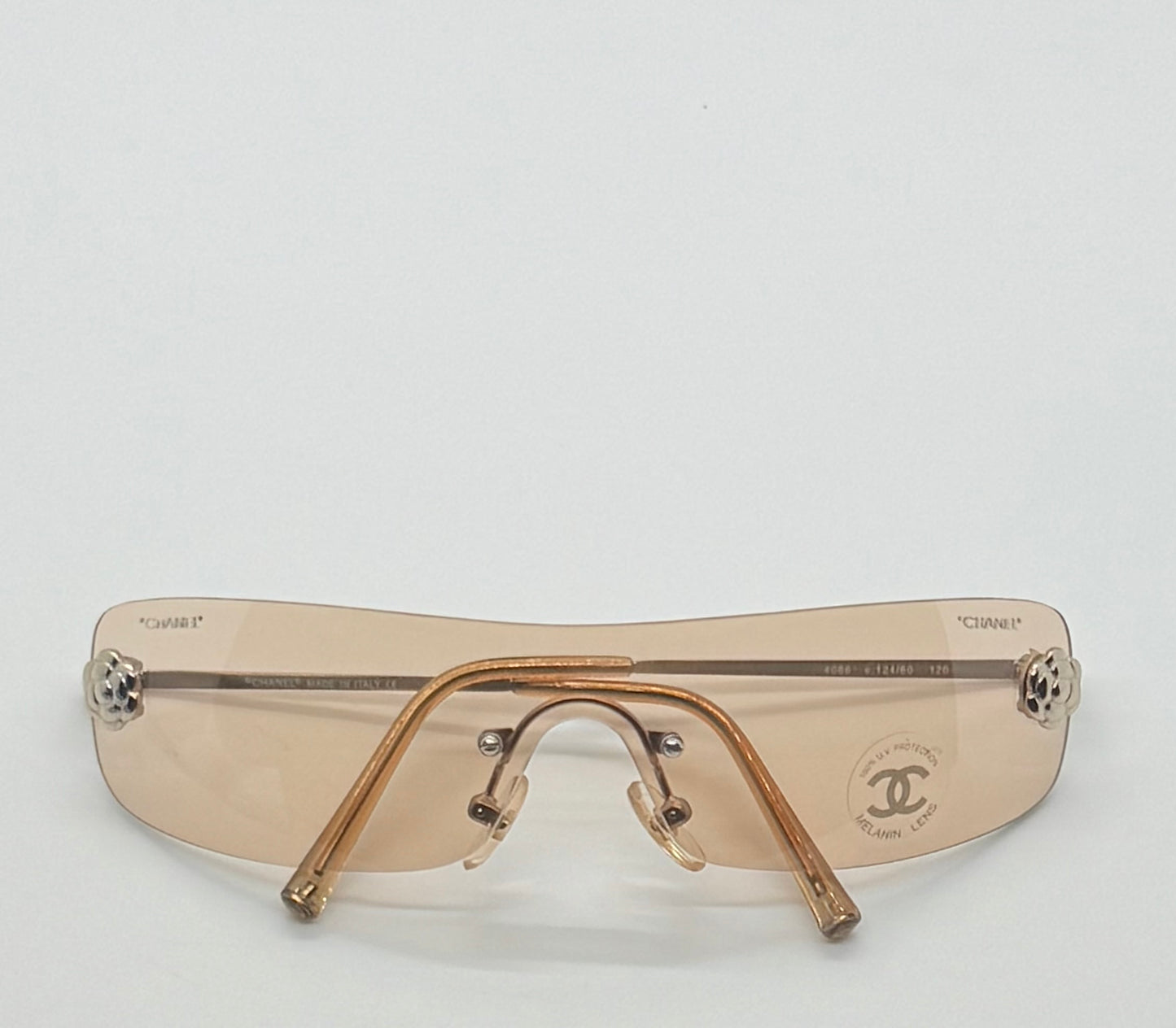 CHANEL 4086 C.124/60 Silver Shield Rimless Sunglasses – Vintage Deadstock – Made in Italy