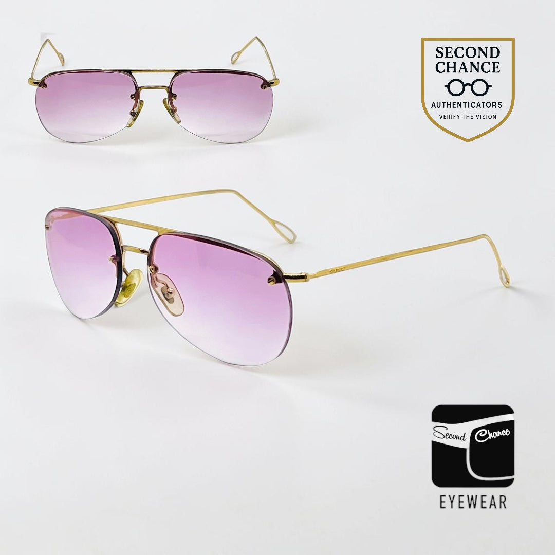 Gucci GG1292/S Gold Unworn Vintage Aviator Full Kit Custom Pink Lenses