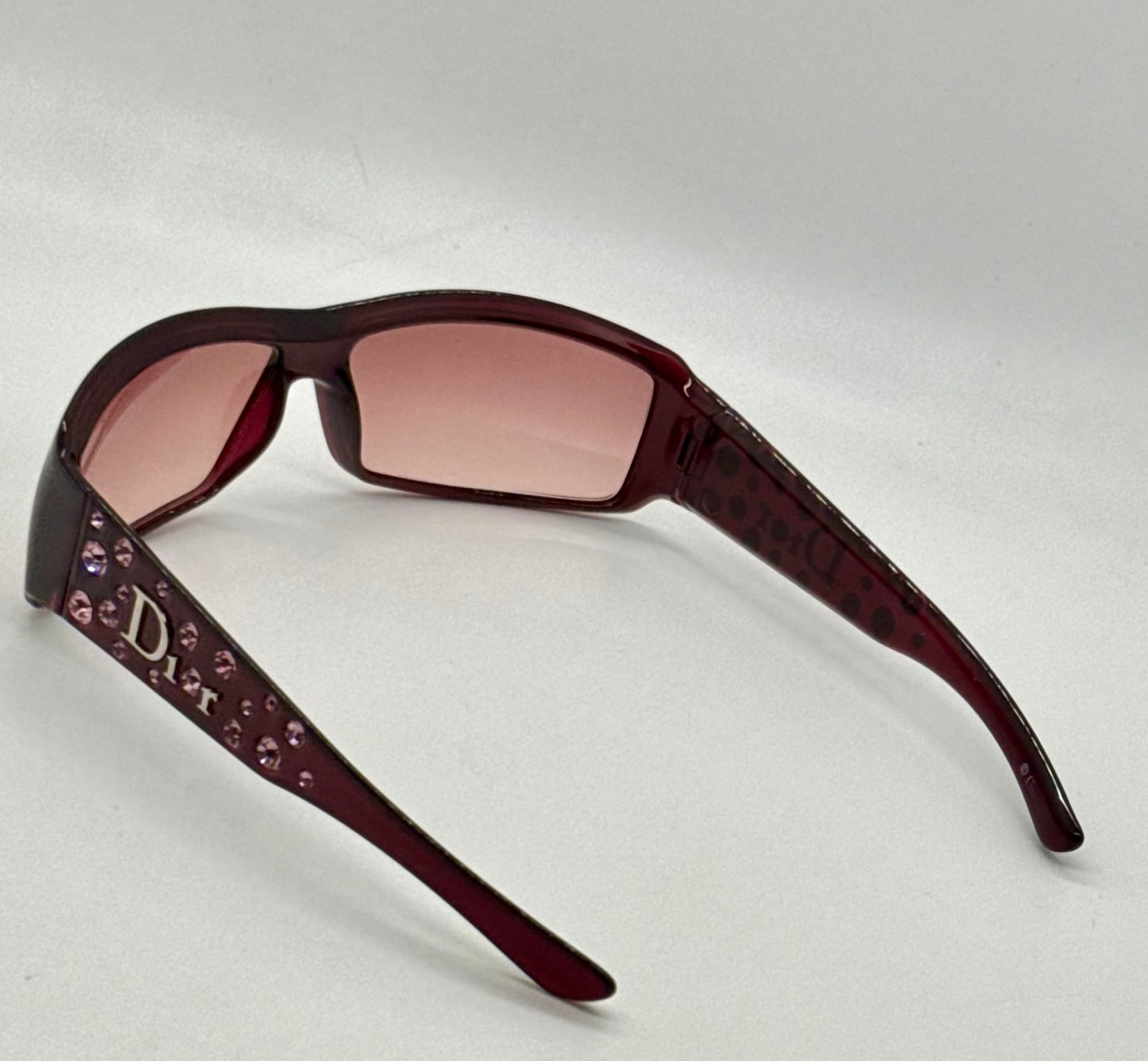 Dior Sparkling 1 Crystal Y2K Burgundy-Vintage Sunglasses-NOS/Unworn-Italy
