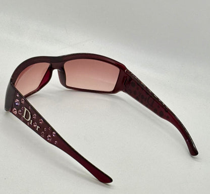 Dior Sparkling 1 Crystal Y2K Burgundy-Vintage Sunglasses-NOS/Unworn-Italy