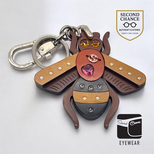 GUCCI Bee/Wood Crystal Bag Charm Keychain-Michele Era-Made in Italy