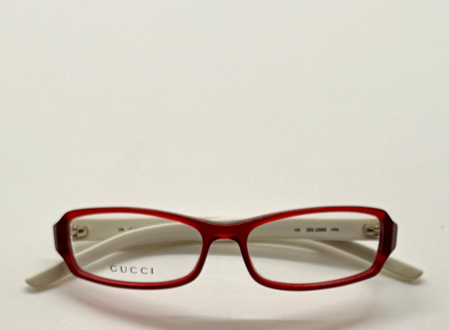 Gucci Gg 2568 Pr6 Red & Ivory Rectangular Eyeglasses-Vintage|Deadstock-Italy