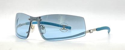 Chanel 4066-B Vintage Y2K Blue Shield Sunglasses Unworn Original Made in Italy