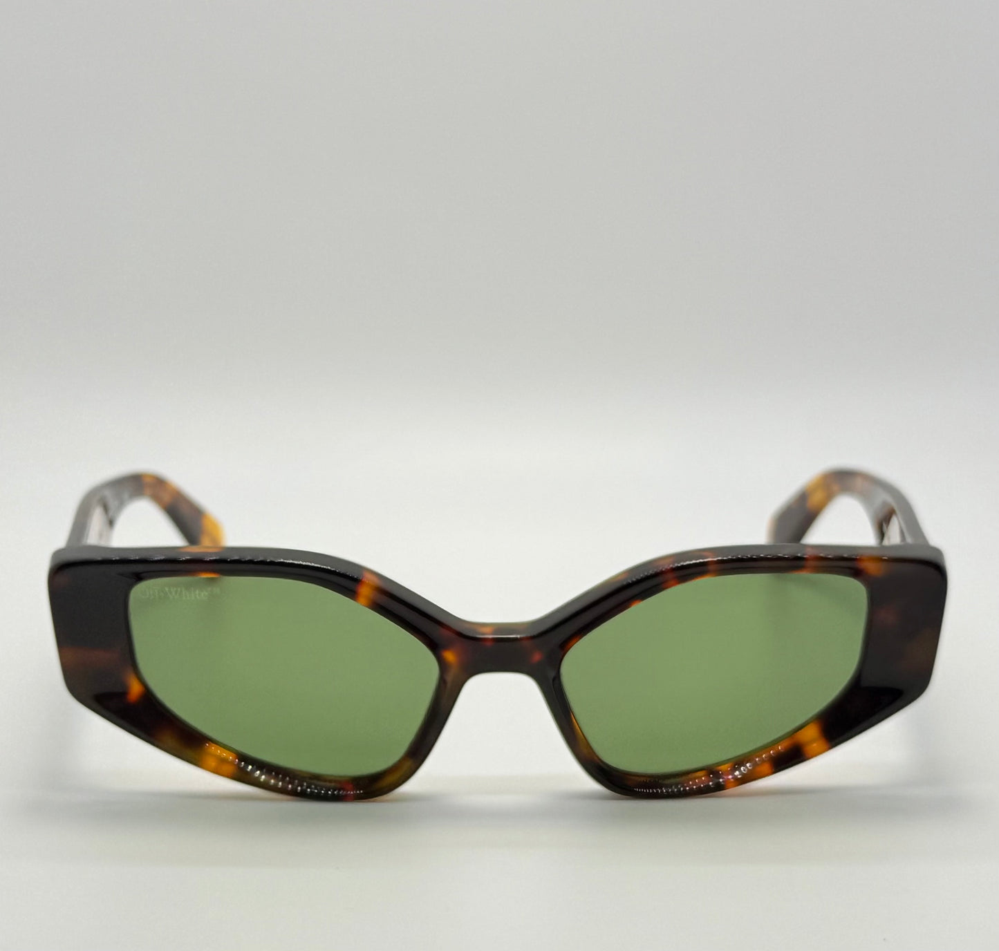 Brand New Off-White™ OERI063 6055 Sunglasses – Tortoise Frame with Green Lenses