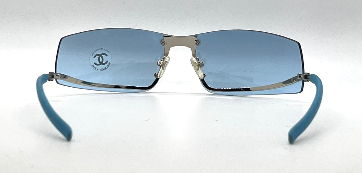 Chanel 4066-B Vintage Y2K Blue Shield Sunglasses Unworn Original Made in Italy