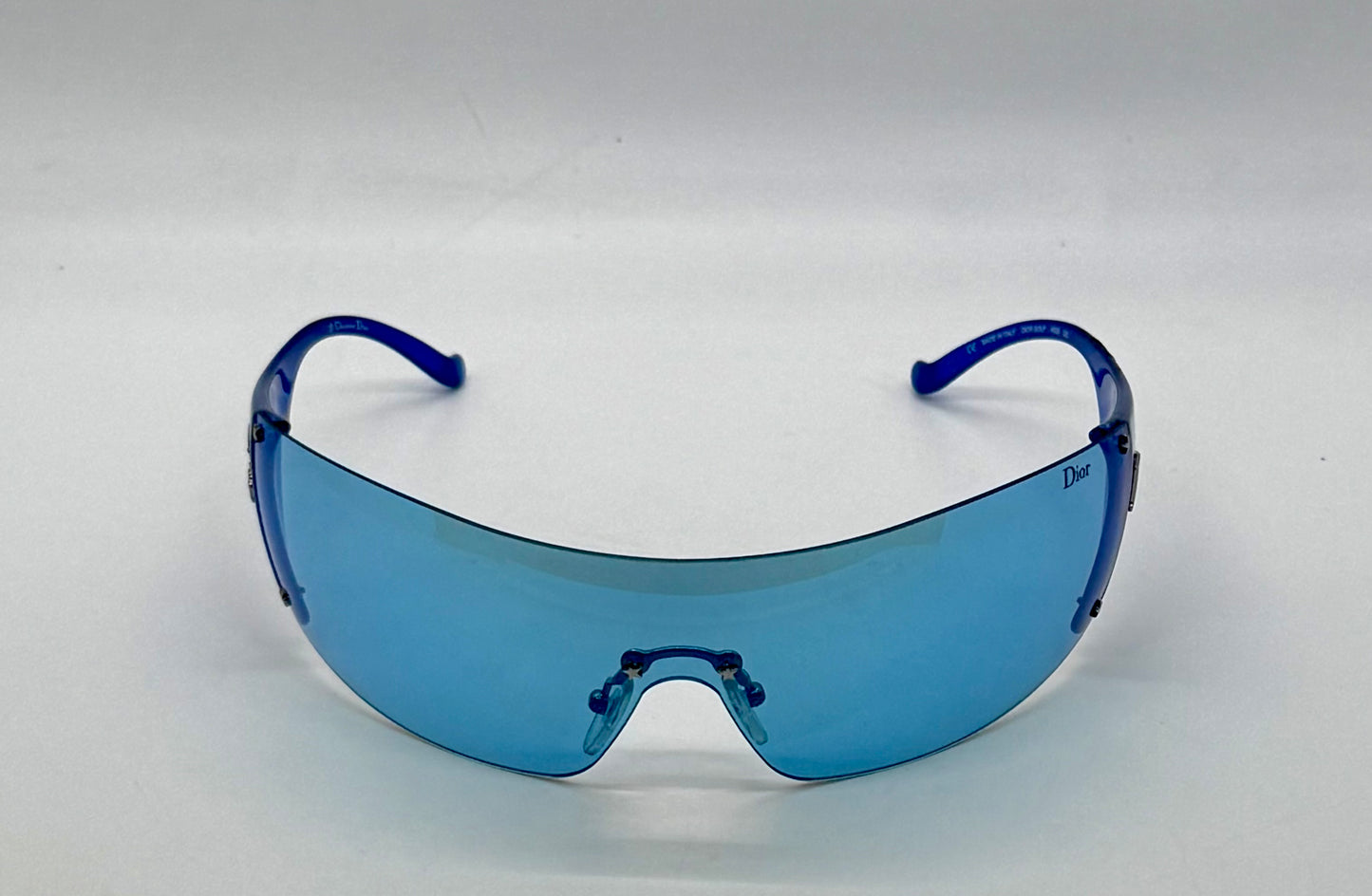 Christian Dior Golf W08 Blue Shield Sunglasses Italy Safilo Y2K Full Kit
