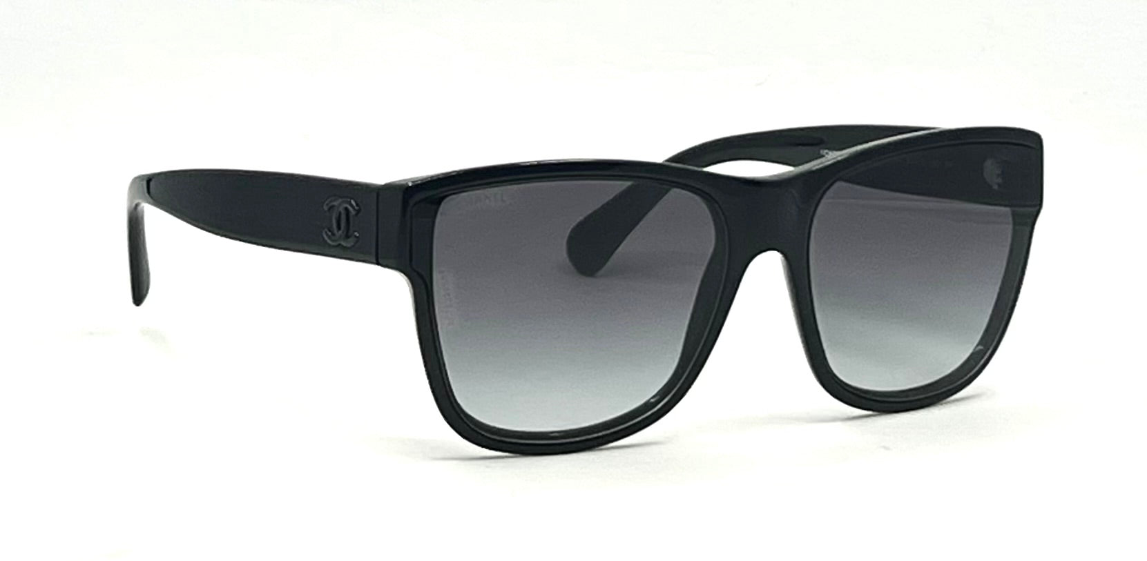 Chanel 5386 Black CC Logo Sunglasses 60-16 Italy Gradient Lens