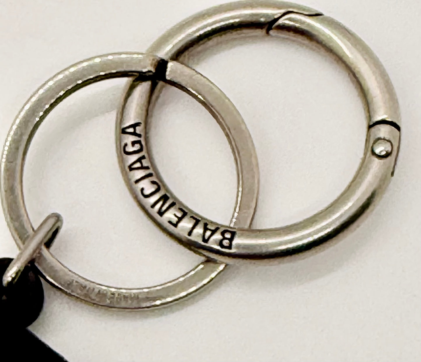 Balenciaga Logo Keychain-Neon Green Black-Silver Hardware-Authentic