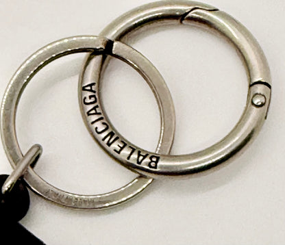 Balenciaga Logo Keychain-Neon Green Black-Silver Hardware-Authentic