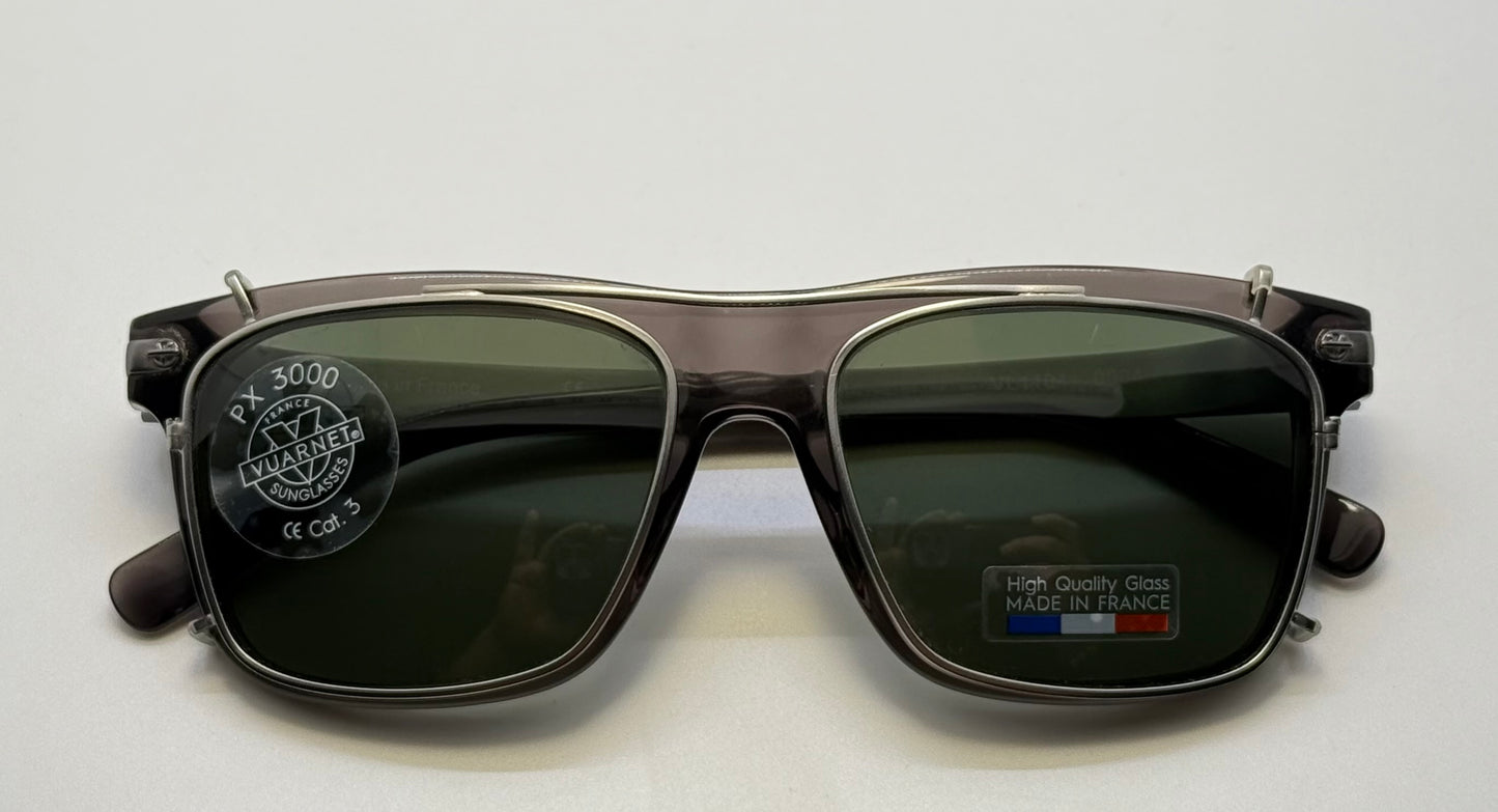 BRAND NEW/UNWORN Vuarnet VL1404 0004 Sunglasses – Translucent Grey Frames w/SX2000 Green Mineral Glass Clip-On Lenses