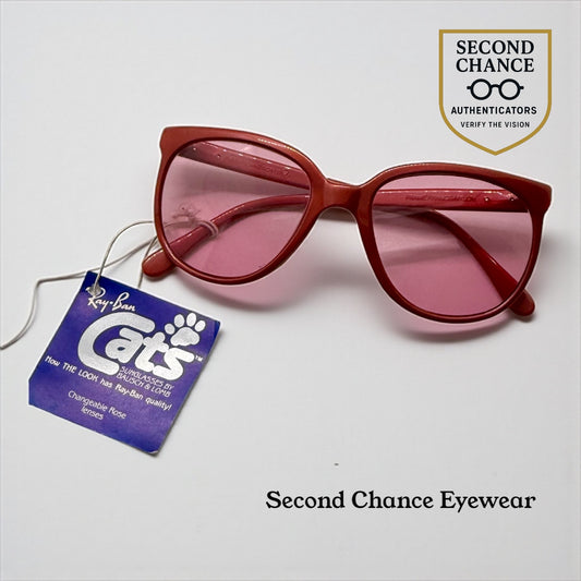 Ray-Ban CATS 1000 Red 1980s-B&L Changeable Rose Lenses-Vintage-France-UNWORN
