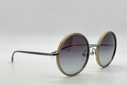 CHANEL 4250 Vintage Round Sunglasses Woven Raffia Made in Italy 52-22