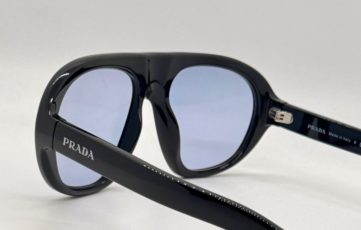 Prada SPR C05 Oversized Shield Sunglasses Black Unworn Full Kit Italy
