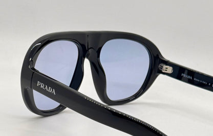 Prada SPR C05 Oversized Shield Sunglasses Black Unworn Full Kit Italy