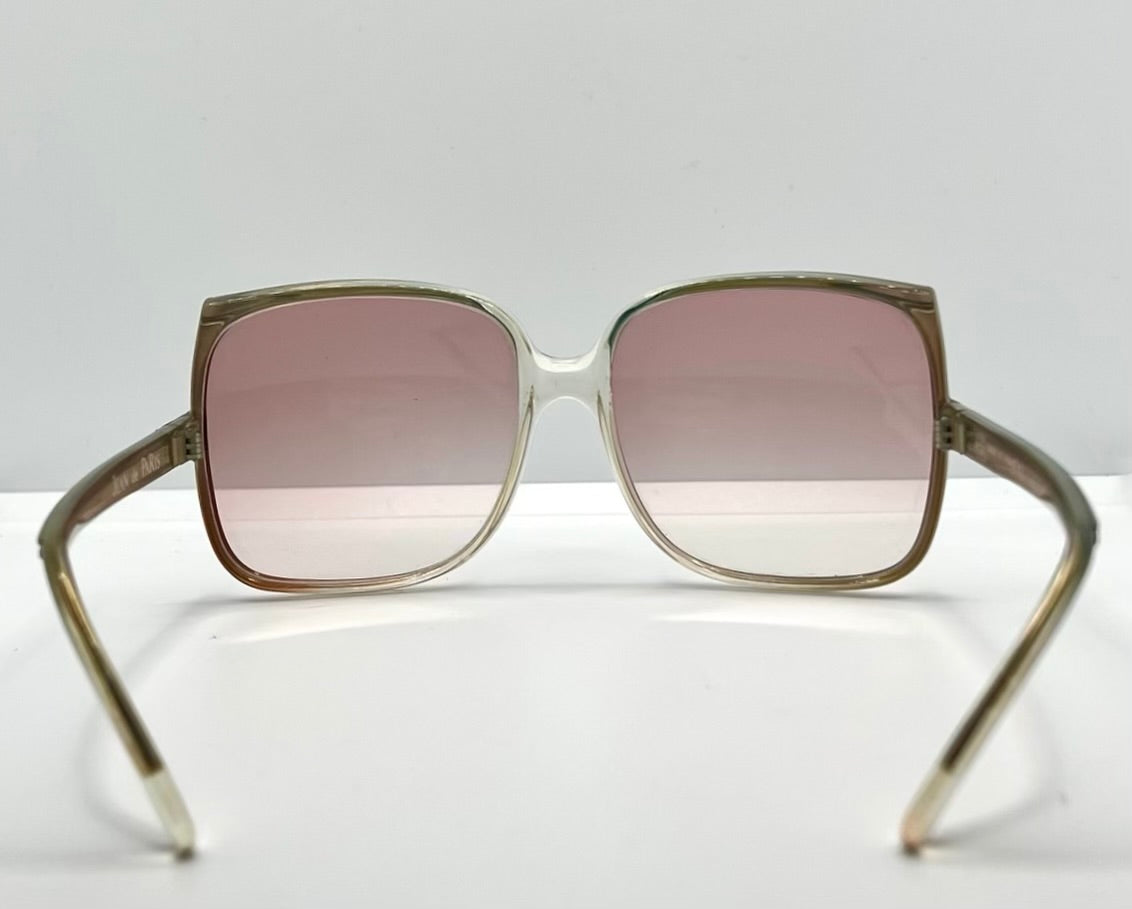 JEAN de PARIS 674/2 Vintage Sunglasses-Clear Frame Pink Lenses-France NOS