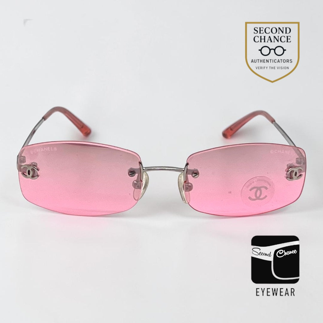 Chanel 4002 124/58 Vintage Y2K Rimless CC Pink Sunglasses-Unworn/Original/Italy