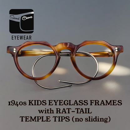 Vintage 1940’s CHILDREN’S ACETATE Eyeglass Frames with COIL (Rat Tail) TEMPLE TIPS (prevents slippage)-New/Old Stock