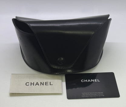 Chanel 4045 c.124/57 Vintage 2000s Shield Sunglasses-Silver Metal, Grey to Clear Gradient lens