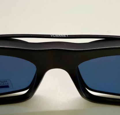 Brand New Vuarnet VL1404 0001 Matte Black Sunglasses with Polarized Blue Clip-Ons - Made in France