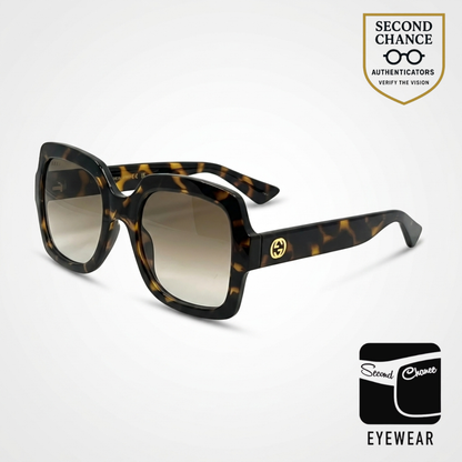Gucci GG1337S Oversized Square Havana Sunglasses-Original Brown Gradient Lenses
