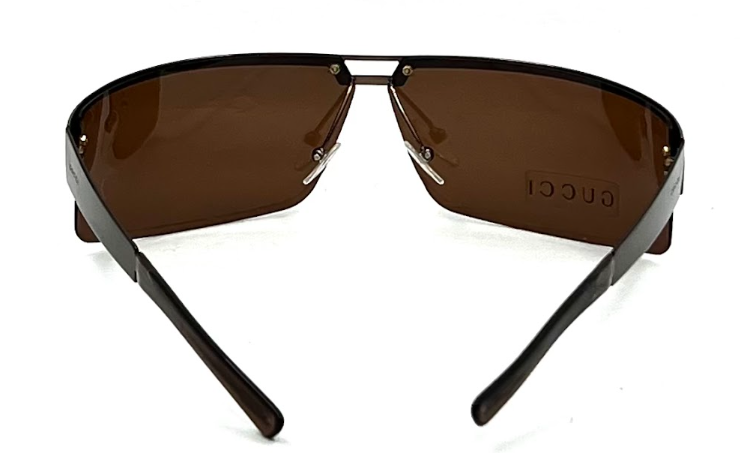 Vintage Gucci GG 1725/S Sunglasses Brown Shield 6N8 74-08 115 Made in Italy