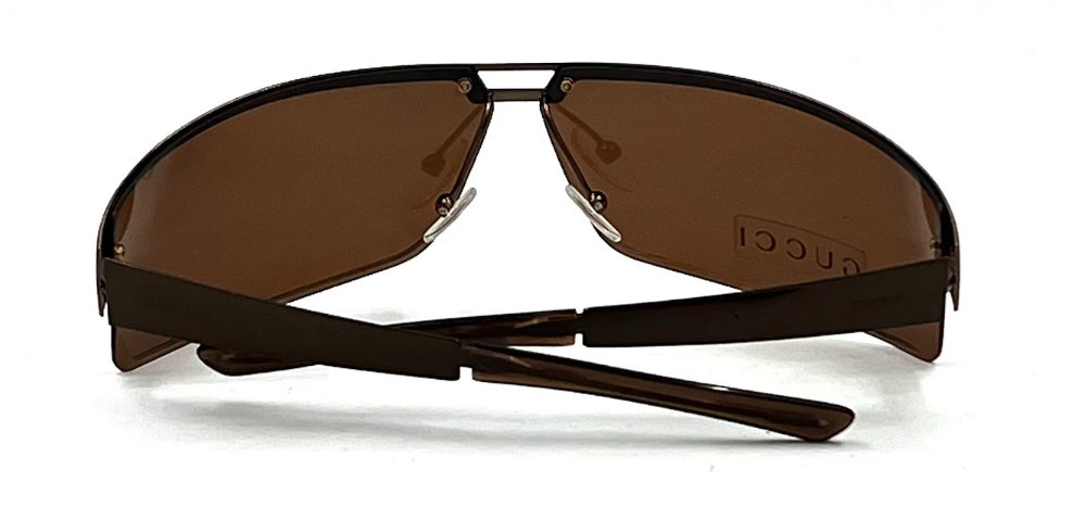 Vintage Gucci GG 1725/S Sunglasses Brown Shield 6N8 74-08 115 Made in Italy