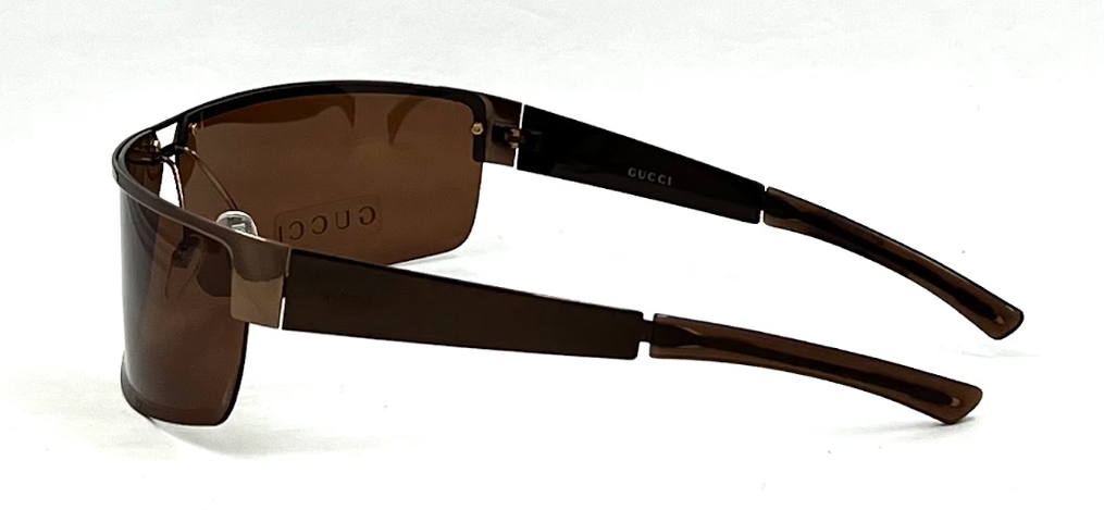Vintage Gucci GG 1725/S Sunglasses Brown Shield 6N8 74-08 115 Made in Italy
