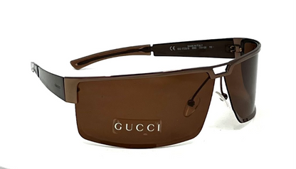 Vintage Gucci GG 1725/S Sunglasses Brown Shield 6N8 74-08 115 Made in Italy