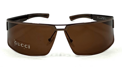 Vintage Gucci GG 1725/S Sunglasses Brown Shield 6N8 74-08 115 Made in Italy