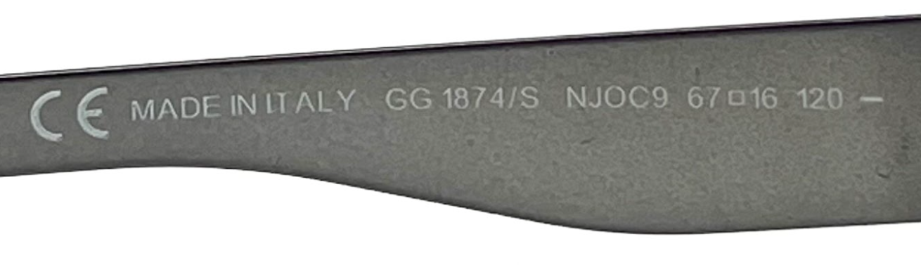 Gucci GG 1874/S NJ0C9 Shield Sunglasses Matte Gunmetal / Grey 67□16 120 Made in Italy