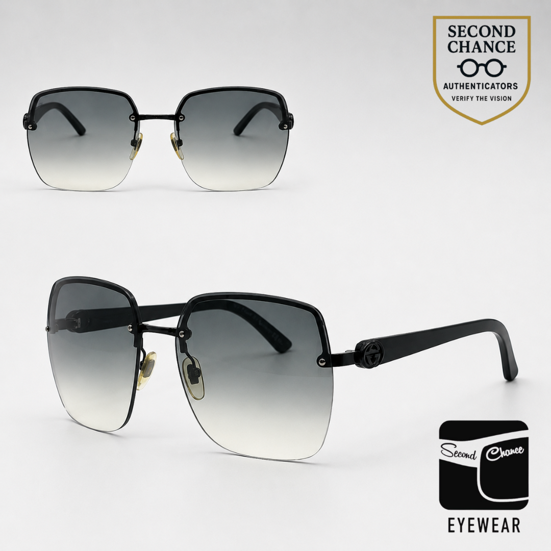 Gucci GG 2864/S 65Z44 Black Oversized Rimless Grey Gradient Sunglasses