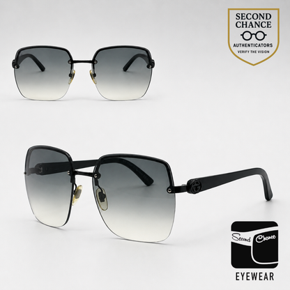 Gucci GG 2864/S 65Z44 Black Oversized Rimless Grey Gradient Sunglasses