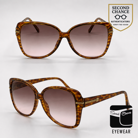 Gucci Oversized Amber Tortoise Vintage Sunglasses Pink Gradient Lenses-Italy