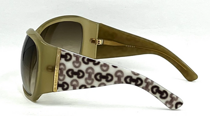 Gucci GG 2902/S Vintage Sunglasses-Olive Green Shield 65mm-Unworn-Italy