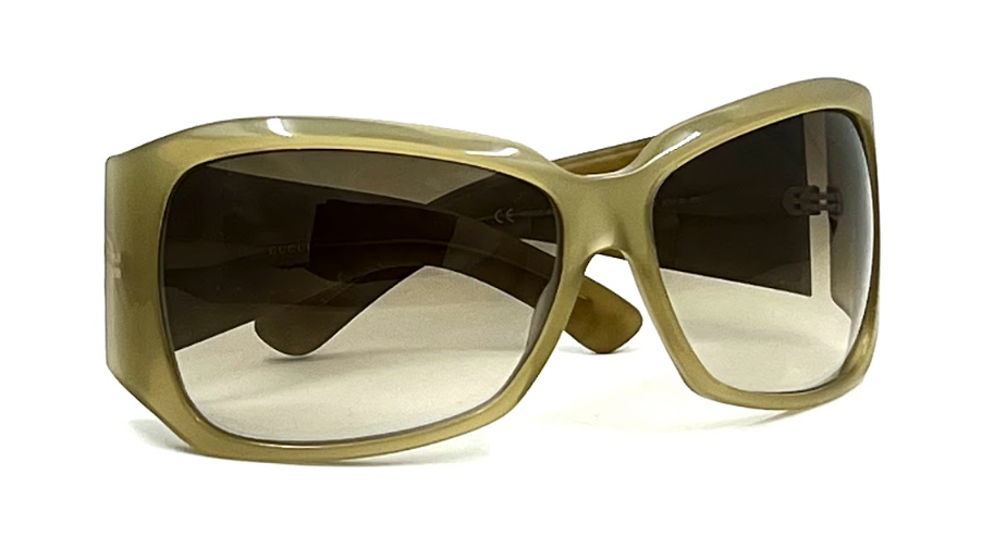 Gucci GG 2902/S Vintage Sunglasses-Olive Green Shield 65mm-Unworn-Italy