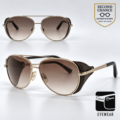 Hogan Cruiser HO58 28F Gold Aviator Sunglasses-Brown Gradient Lenses-Unworn