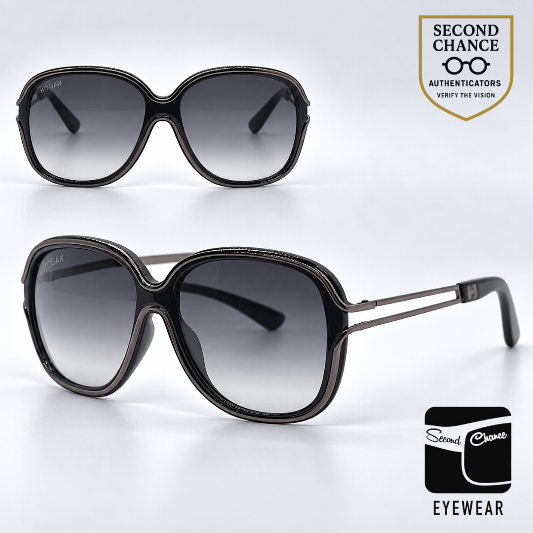 Hogan HO02 01B Brown Butterfly Sunglasses-Grey Gradient Lenses-Unworn