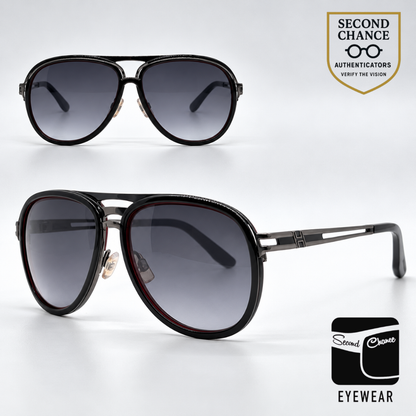 Hogan HO35 05A Black Aviator Sunglasses-Grey Lenses-Unworn